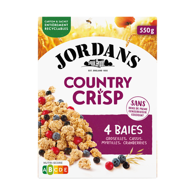 Céréales Country Crisp aux 4 baies JORDANS, 550g
