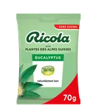 Bonbons Suisses à l'eucalyptus et aux plantes sans sucres RICOLA, sachet de 70g