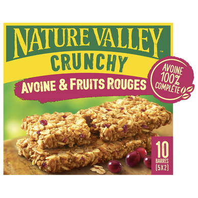 Barres céréales Crunchy avoine & fruits rouges NATURE VALLEY 5x42g