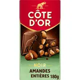 Chocolat noir bloc amandes entières COTE D'OR, tablette 180g
