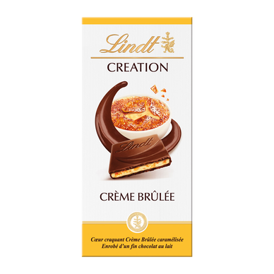 Chocolat au lait fourrée crème brûlée LINDT, Tablette de 150g