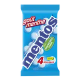 Bonbons tendres dragéifiés arôme naturel de menthe MENTOS, 4 rouleaux,152g