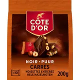 Carrés chocolat noir noisettes entières, COTE D'OR, 10 carrés, 200g