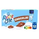 Goûters laitiers parfum chocolat RECRE OLE, 12 gourdes de 85g, 1,02KG