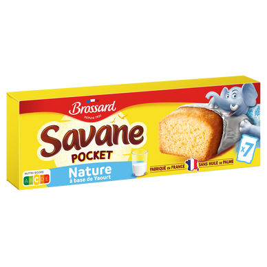Gâteau SAVANE à base de 16% de yaourt Pocket BROSSARD, x7, 210g
