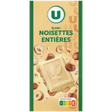Chocolat blanc et noisettes entières  Tablette de 200g