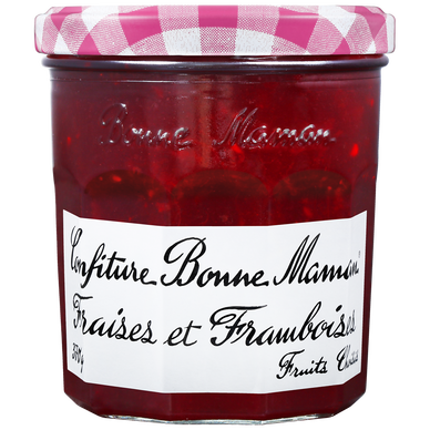 Confiture de fraises et framboises BONNE MAMAN, bocal de 370g