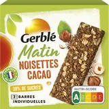 Barres matin noisettes cacao GERBLE, paquet 120g