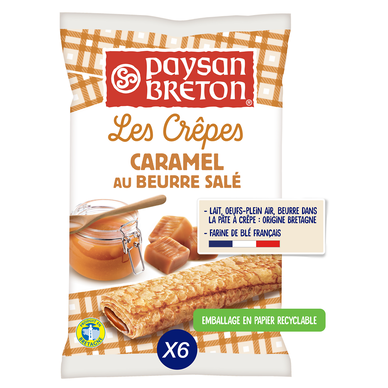 Crêpes fourrées au caramel au beurre salé PAYSAN BRETON - x6 Le paquetde 180g