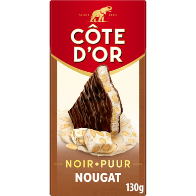 Chocolat noir fin fourré nougat COTE D'OR, tablette 130g