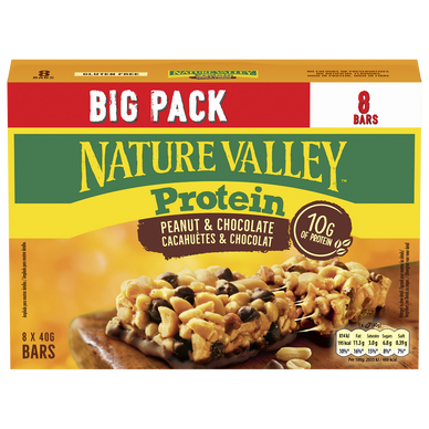 Barres céréales protéine cacahuètes & chocolat NATURE VALLEY - 8x40g -320g