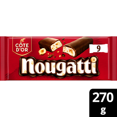 Barres chocolat nougatti, COTE D'OR, 9x30g