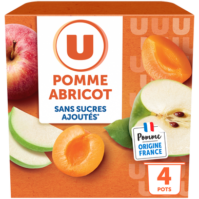 Dessert fruitier Coupelles sans sucres ajoutés pomme abricot - 4x100g