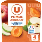 Dessert fruitier Coupelles sans sucres ajoutés pomme abricot U - 4x100g