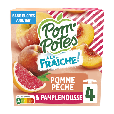 POM'POTES à la fraiche pomme pêche pamplemousse, 4x90g, 360g