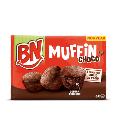 BN muffin chocolat coeur fondant au chocolat noir x6, 162g