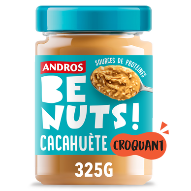 Pâte à tartiner be nuts! cacahuète croquant ANDROS, pot 325g