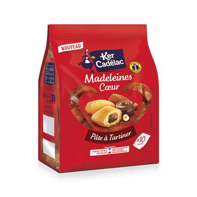 Madeleines coeur pâte à tartiner KER CADELAC x10 300g