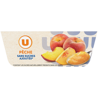 Dessert fruitier coupelle purée de pêches sans sucres ajoutés - 4 potsde 100g, 400g