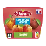 Dessert fruitier Coupelles Sans Sucres Ajoutés Pomme MATERNE, 4x100g