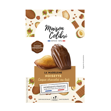Madeleines noisette coque chocolat au lait COLIBRI 182g