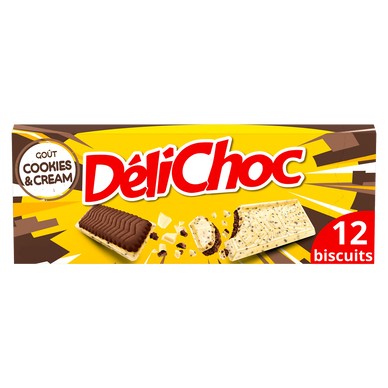 Biscuits cookies et cream DELICHOC, sachet de 150g