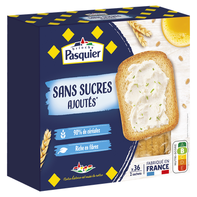 Biscottes sans sucres ajoutés PASQUIER 36 tranches 300g