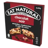 Barres de céréales chocolat noir amandes cranberries & noix de coco EAT NATURAL, 3x40g, 120g