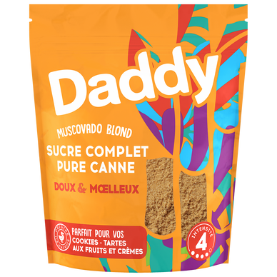 Sucre complet blond pure canne DADDY, sachet 500g