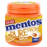 Chewing-gum sans sucre goût tropical MENTOS, boîte de 50 dragées soit100g