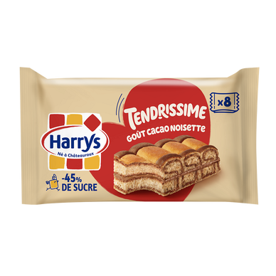 Gâteaux moelleux noisette et cacao Tendrissime moins de sucres HARRYS- X8 264G