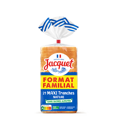 Pain de mie Maxi tranche  Nature Sans Sucres Ajoutés JACUET 825G