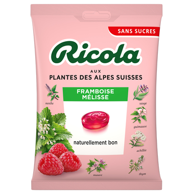 Bonbons framboise/mélisse sans sucres RICOLA, boîte 70g