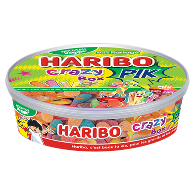 Confiserie gélifiée acidifiée crazy pik HARIBO, boîte 450g