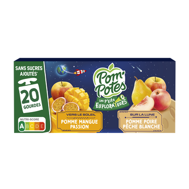 Compotes les p'tits explorateurs soleil et lune POM'POTES 20x90g
