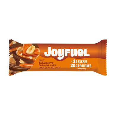 Barre protéinée chocolat lait cacahuètes caramel et JOYFUEL, 55g