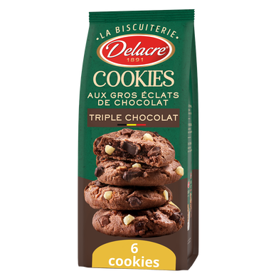 Biscuits cookies triple chocolat DELACRE 136g