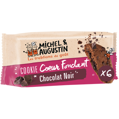 Cookies coeur fondant tout chocolat MICHEL ET AUGUSTIN, sachet de 180g