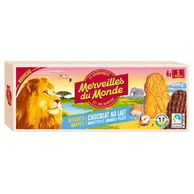 Gâteaux animaux nappés chocolat lait MERVEILLES DU MONDE, 200g