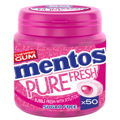 Chewing-gums MENTOS pure fresh bubble fresh sans sucres 50dragées, 113g