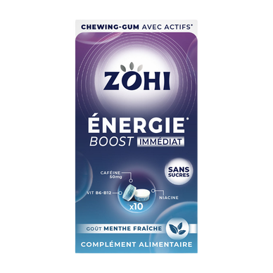 ZOHI complément alimentaire chewing gum énergie goût menthe fraîche,étui 20g