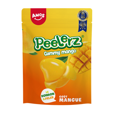 Bonbons gélifiés au goût de mangue peelerz AMOS, sachet 120g