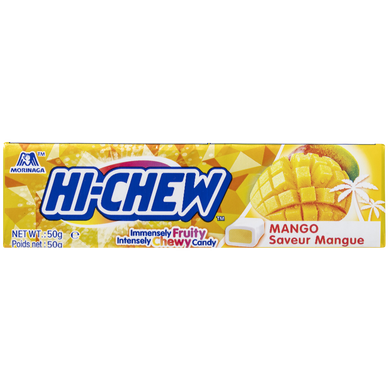 Bonbons à mâcher saveur mangue, HI-CHEW, boîte présentoir x15 étuis 50
