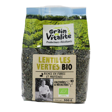 Lentille verte bio, GRAIN DE VITALITE, Etui 500g