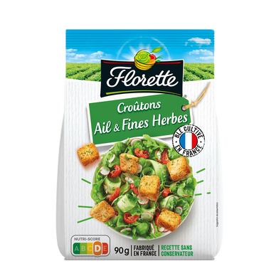 Croutons ail et fines herbes, FLORETTE, sachet, 90g