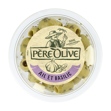 Olive ail et basilic - Barquette 150g