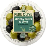 Olive verte et noire au thym - Barquette 150g