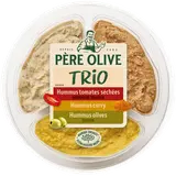 Trio houmous (curry, olive, tomate), PERE OLIVE, barquette, 210g