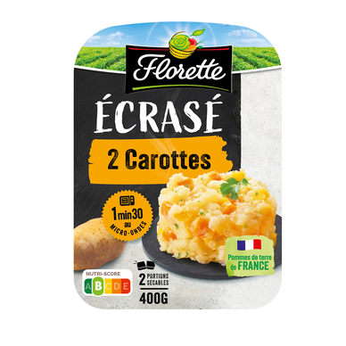 Ecrasé de pommes de terre aux 2 carottes FLORETTE - Barquette 2 x 200g