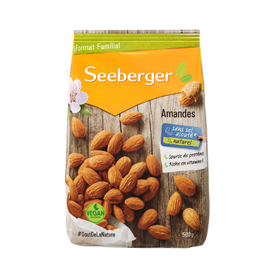 Amandes décortiquées, SEEBERGER, sachet 500g